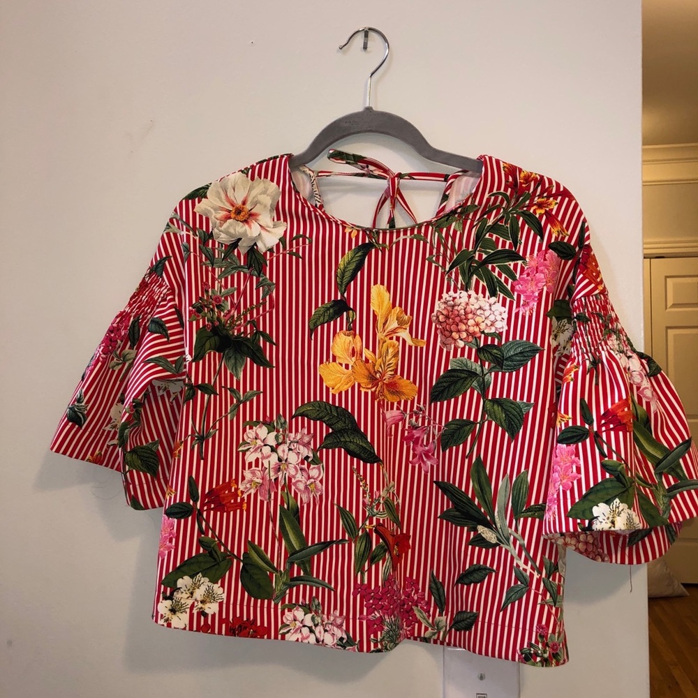 Zara Basics Collection Floral Print Top